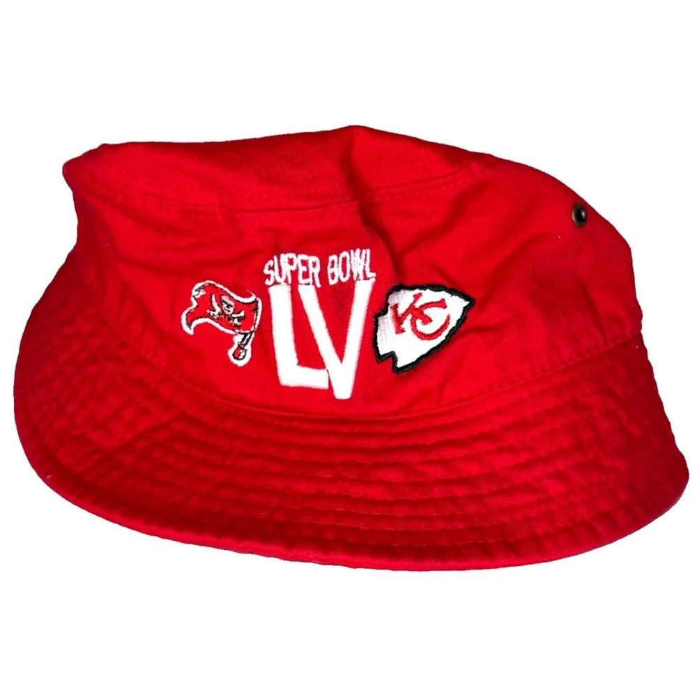 Super Bowl LV Buccaneers Chiefs Bucket Hat Red Newhattan S/M Tampa Bay KC